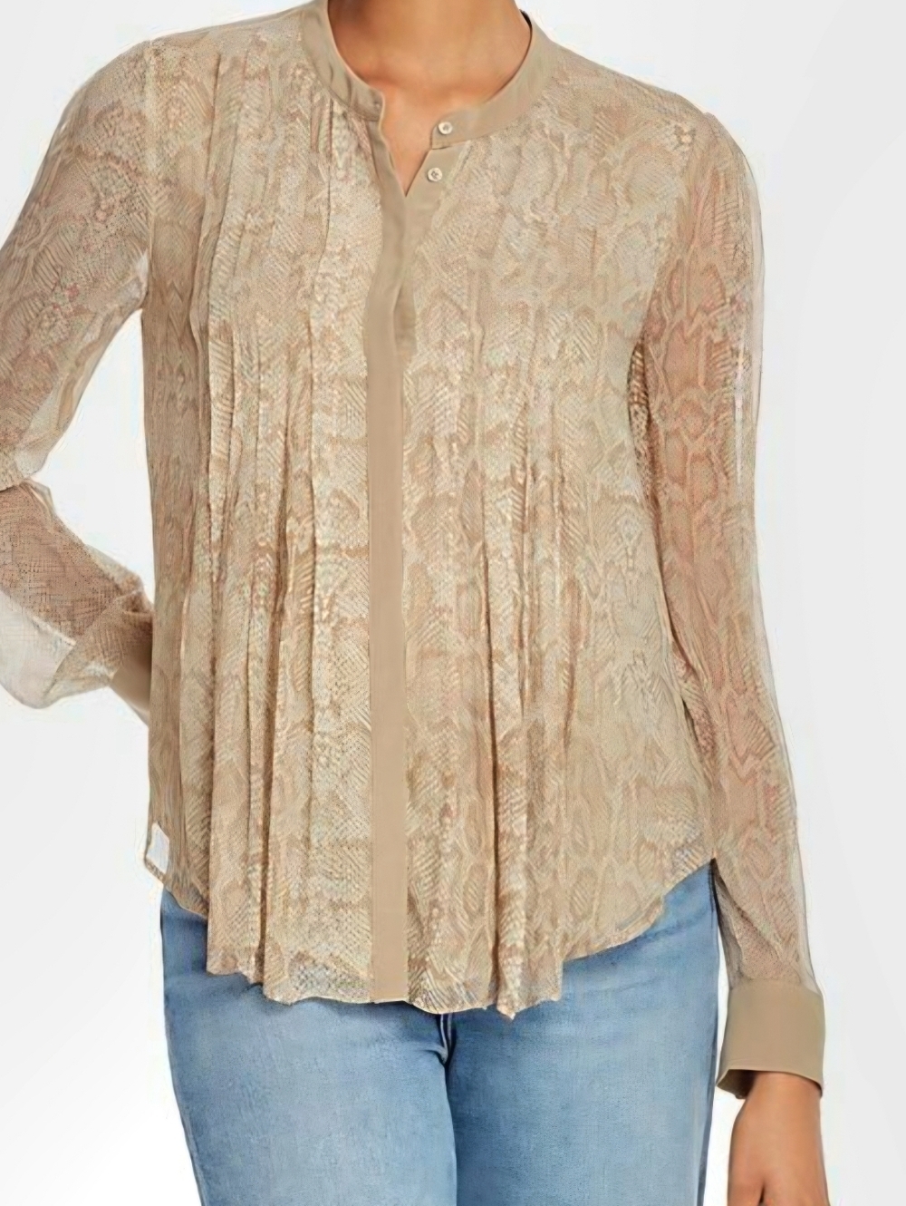 Joie Tassa Silk Snakeskin Pleated Blouse
